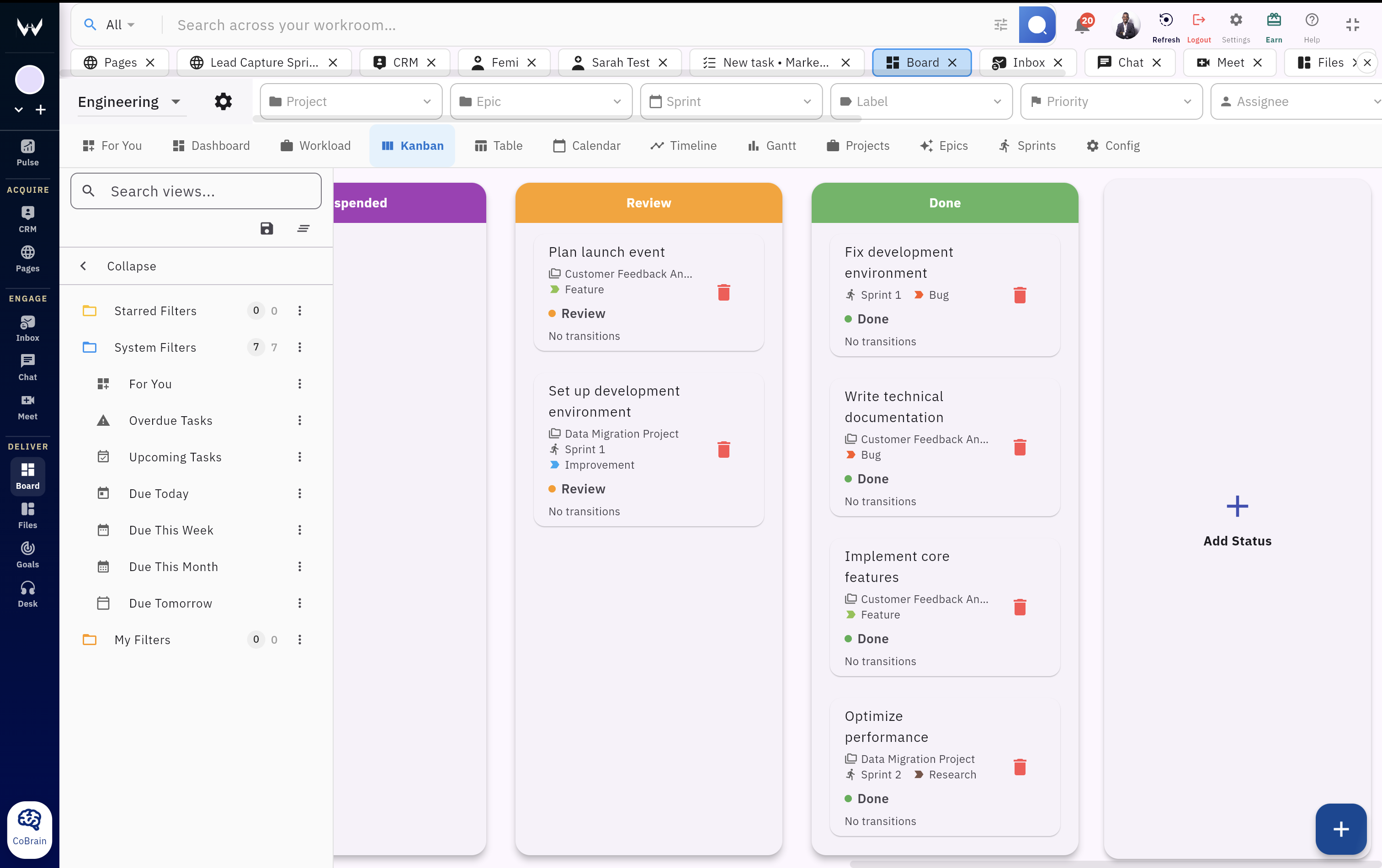 Workroomly Boards planning view with project hierarchy and ownership fields