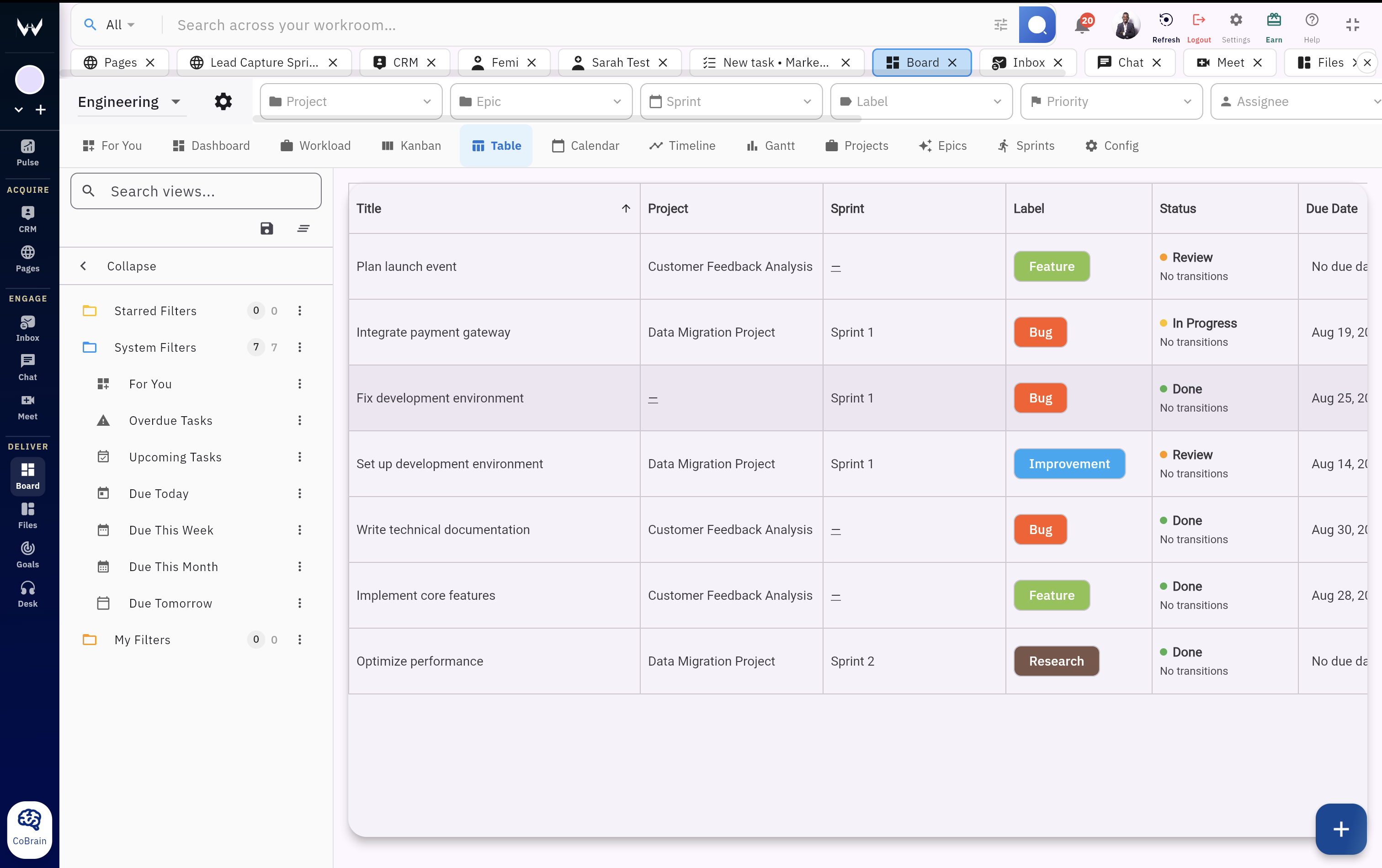 Execution tasks connected to strategic goals in Workroomly Boards