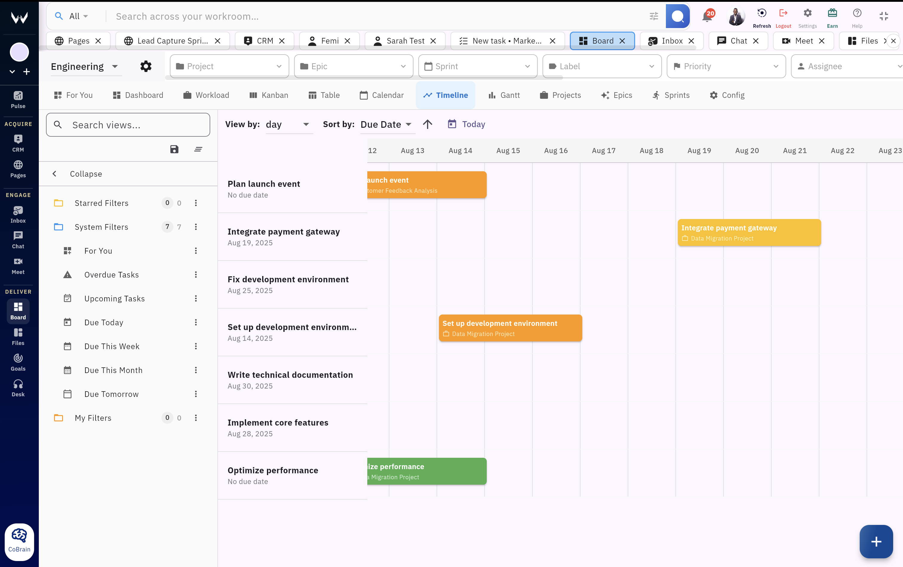 Workroomly Boards dependency and risk signal view