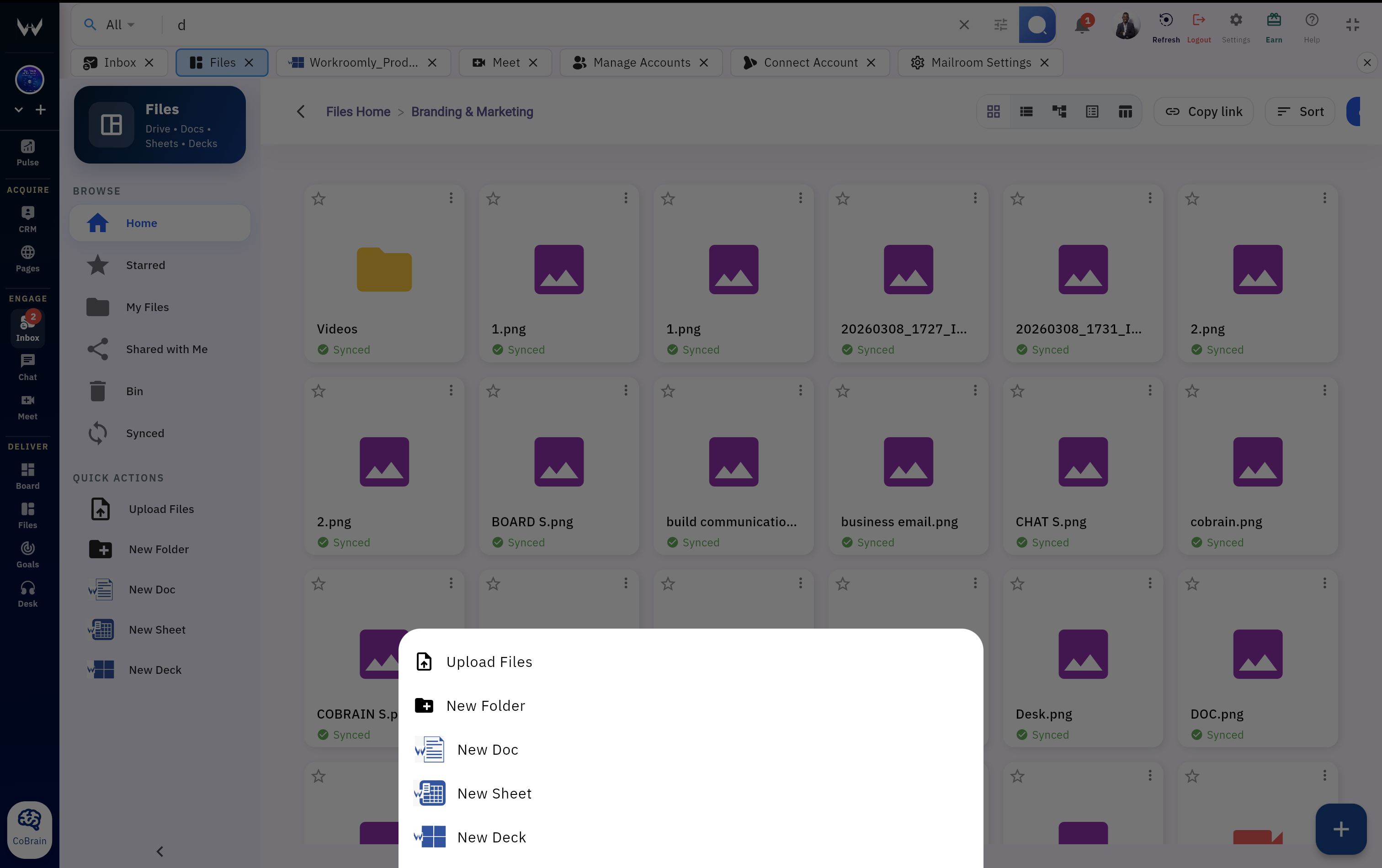 Workroomly Files with organized folders, team collaboration, and searchable assets