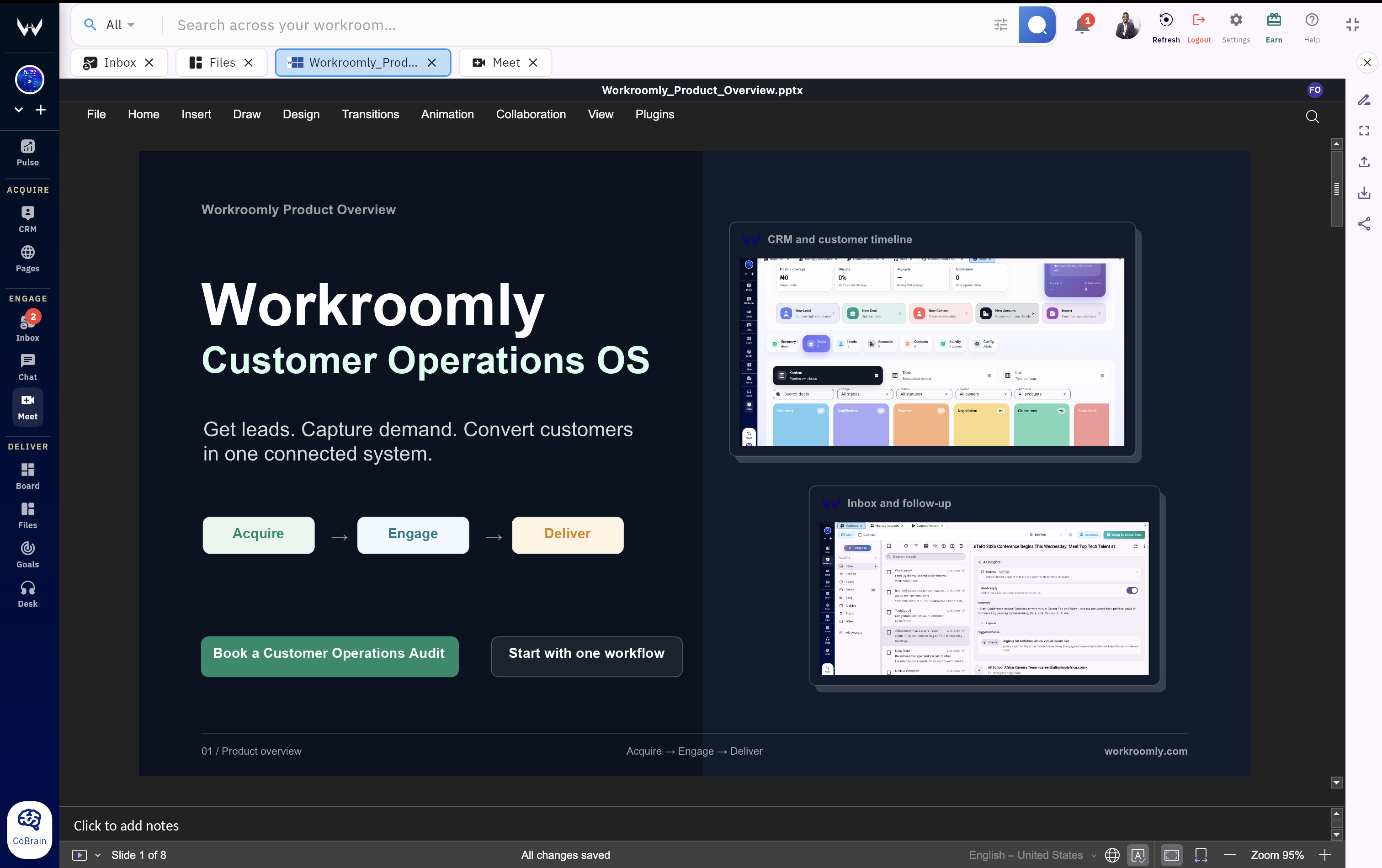 Collaborative presentation creation in Workroomly Files