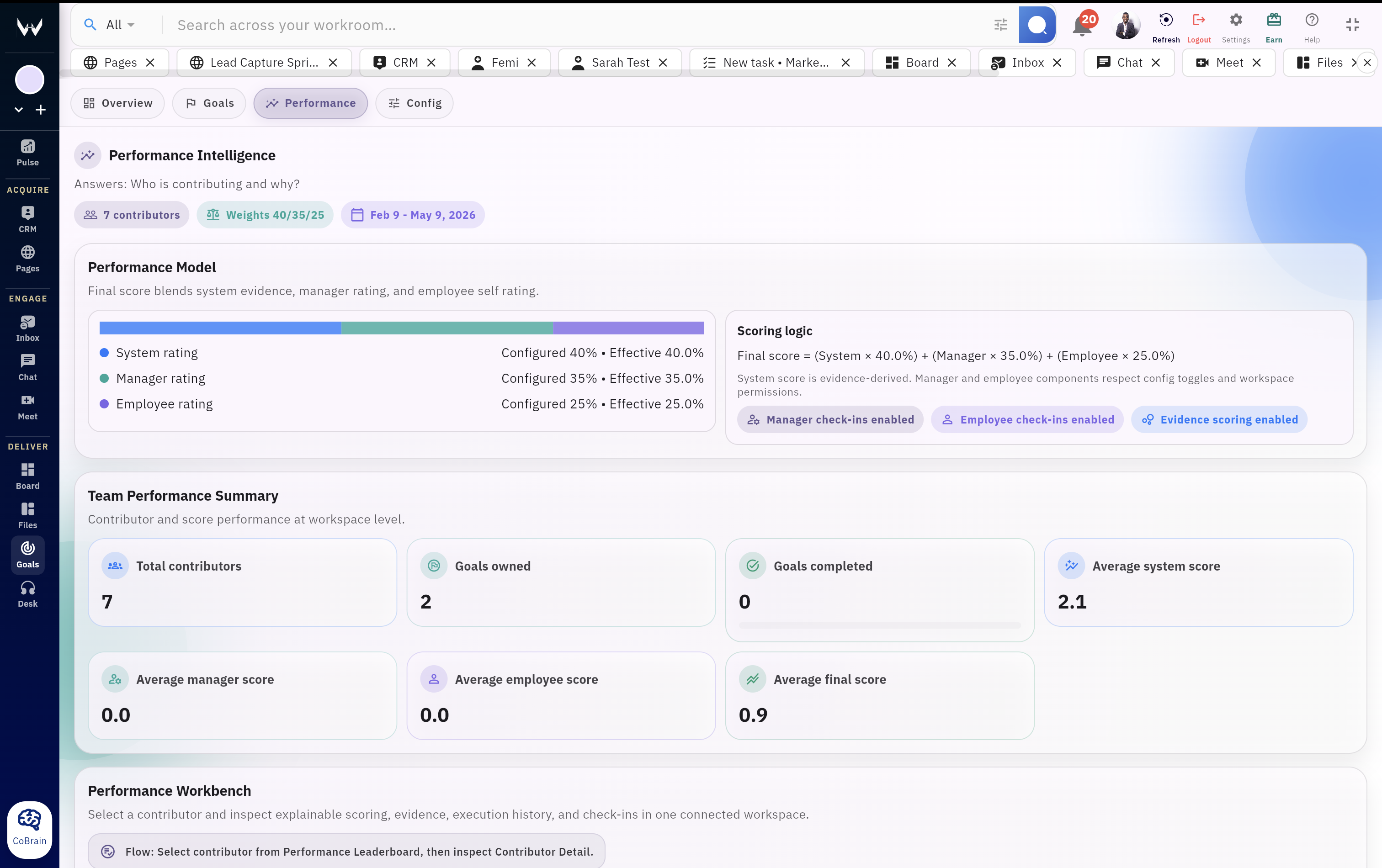 Objective and key result setup view in Workroomly Goals
