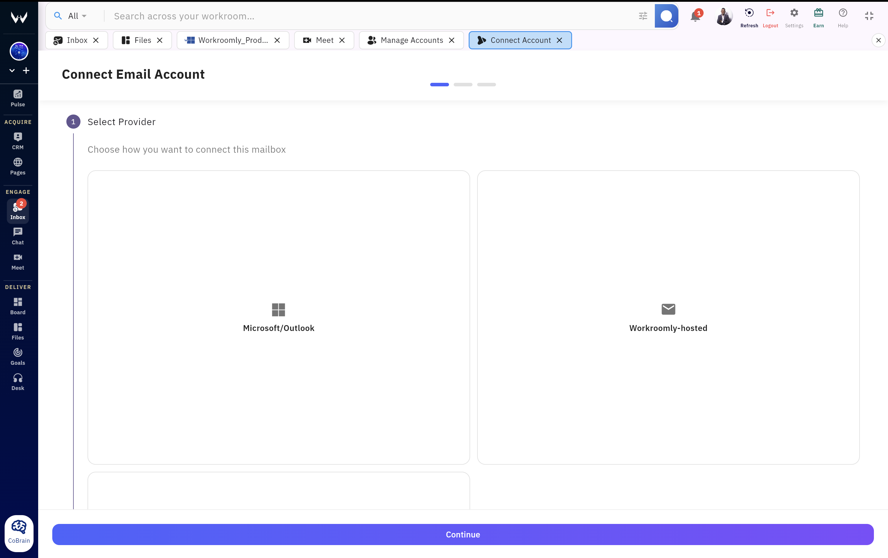 Workroomly calendar view inside Inbox