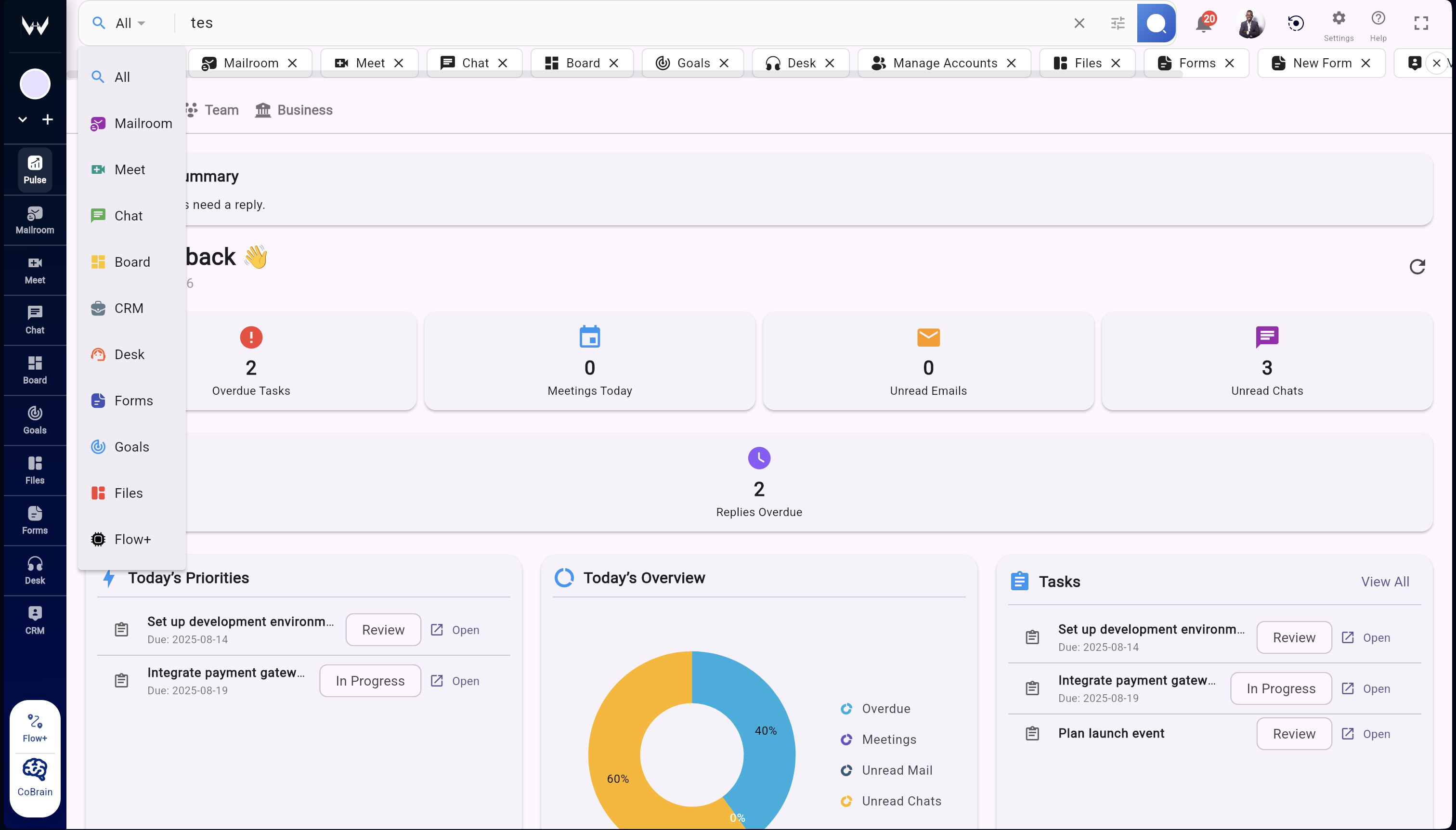 Workroomly platform modules inside one connected workspace